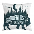 thumbnail image 1 of Adventure Throw Pillow Cushion Cover, Hand Drawn Buffalo with Wanderlust Lettering Forest and Moon Journey Theme Print, Decorative Square Accent Pillow Case, 24 X 24 Inches, Indigo, by Ambesonne, 1 of 2