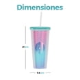 thumbnail image 5 of Vaso doble pared de plástico reutilizable con tapa y popote capacidad de 710 ml, 5 of 5