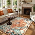 thumbnail image 4 of Moynesa 5'x7' Bohemian Area Rug, 5x7ft Boho Washable Bedroom Rug, Soft Non Slip Non-Shedding Kitchen Mat Indoor Accent Entry Carpet for Living Room Dining Room, Orange, 4 of 9