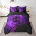 thumbnail image 2 of Purple Rose Floral 7 Pcs Comforter Set Full,Ombre Rose Black Gray Bedding Set,Valentine'S Day Bed in a Bag,Trippy Botanical Flower Blossom Sheet Set Romantic Bedroom Decor, 2 of 5