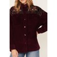 thumbnail image 2 of Cleo + Wolf Women's Embroidered Velvet Shacket Grape   US, 2 of 4