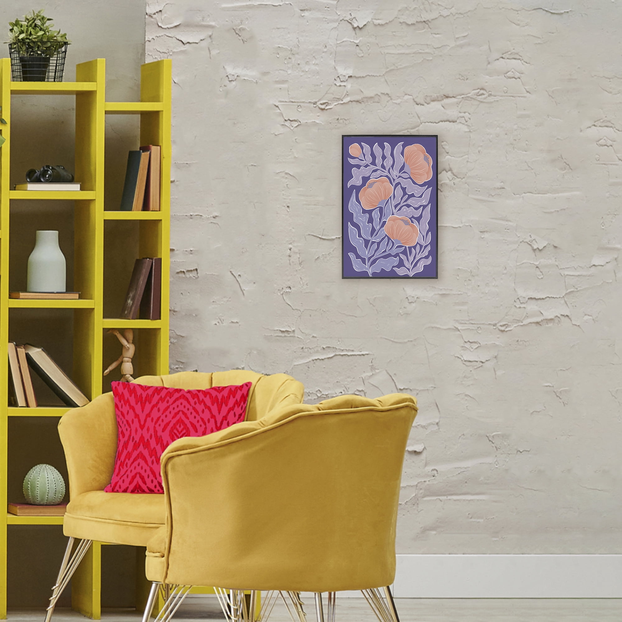 Stupell Industries Midcentury Purple Poppies Black Framed Giclee Art, design by Martina Pavlova