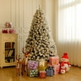 thumbnail image 2 of 7.5ft Snow Flocked Artificial Christmas Tree, Pre-lit Christmas Tree with Lights for Home/Office, Lighted Full Ornaments Xmas Tree with Foldable Stand for Festival Holiday Decoration, L0339, 2 of 10