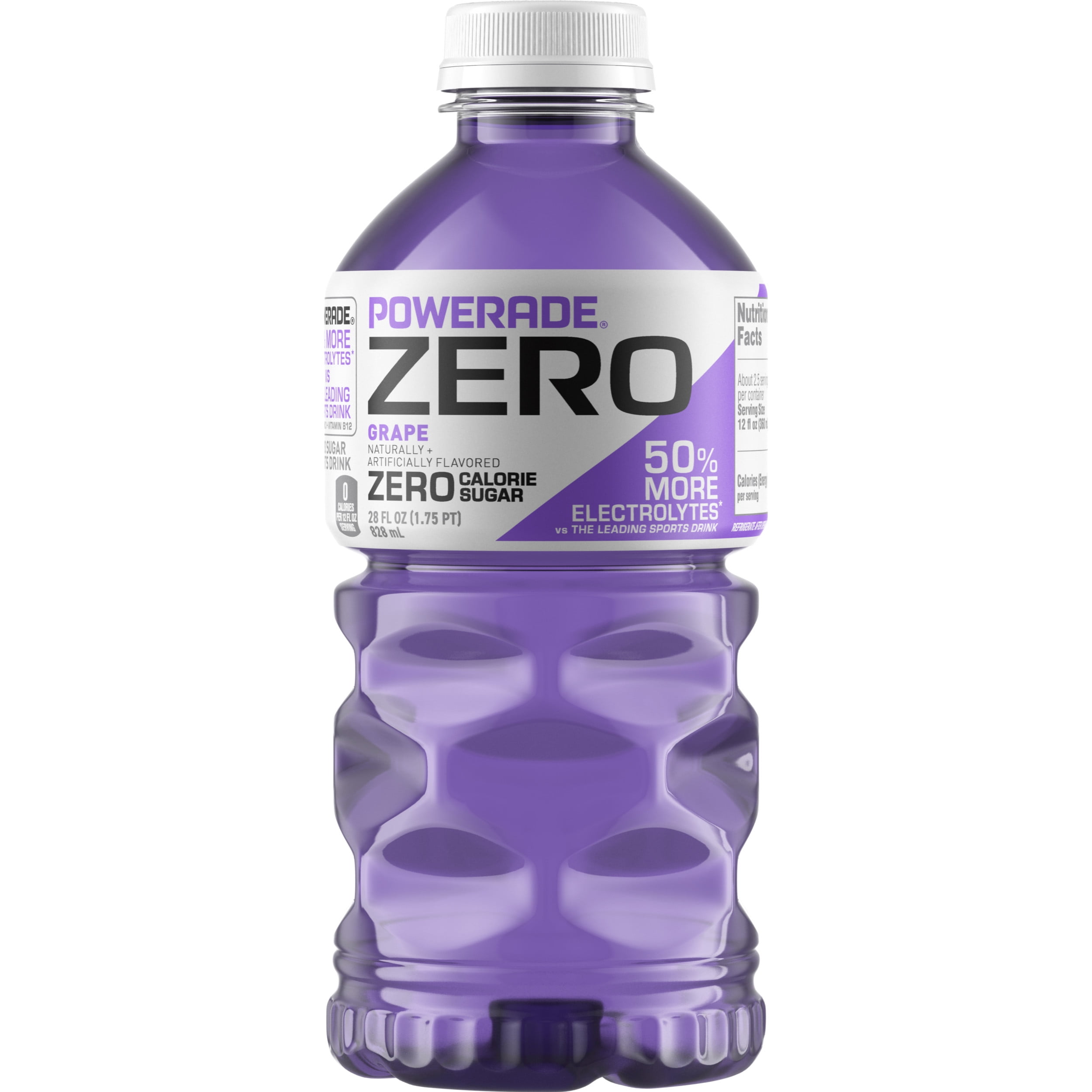 POWERADE Electrolyte Enhanced Zero Sugar Grape Sport Drink, 28 fl oz