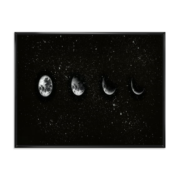 Designart 'The Night Sky With Moon Phases' Modern Framed Canvas Wall Art Print