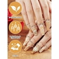thumbnail image 2 of Duslogis 20PCS Wudu Nail Rings, Adjustable Nail Rings Reusable Detachable Women Gift Ring Set with Adhesive Nail Tabs for Acrylic Nail Art Decoration - Gold, 2 of 7