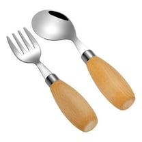 Kallory 1 Set Stainless Steel Fork Spoon Set for Kids Dinnerware Minimalist Aesthetic Design