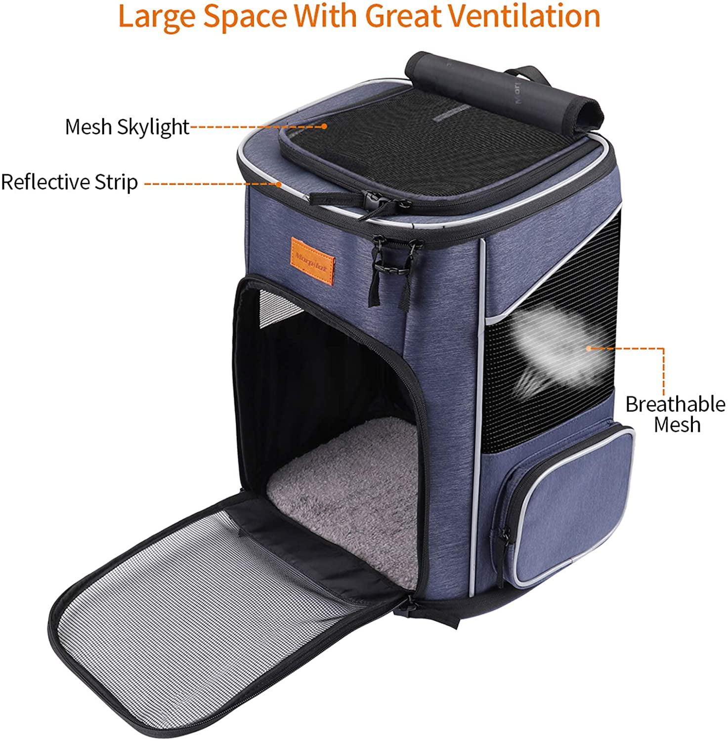 Ventilated Design Pet Travel Carrier Backpack with Inner Safety Strap morpilot Dog Backpack Carrier Cat Carrying Bag for Travel Hiking Camping Cat Backpack Carrier for Small Cats and Dogs Puppies