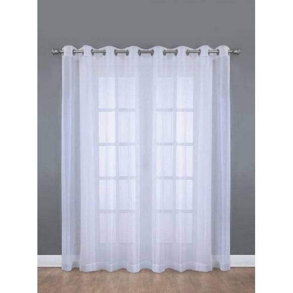 Loft Living Volker, panneau de rideau à œillets grande largeur en voile contemporain 112" x 84", blanc
