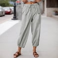 thumbnail image 6 of Bibifish Womens Pants Drawstring Waist Side Pocket Lightweight Pants With Button Detail Hem Loose Fit Casual Outings Comfortable Pants, 6 of 6