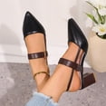 thumbnail image 5 of Rokment Women's Chunky Block High Heels Slingback Dressy Sandals for Ladies 2026 Trendy Color Block Leather Pointed Toe Formal Pumps Business Office Dress Heeled Sandals Black Size 7, 5 of 7