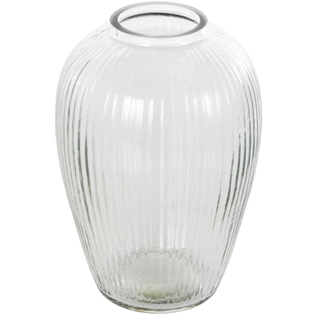 DecMode 9" Ribbed Fluted Glass Vase