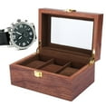thumbnail image 3 of Wooden 3 Grid Watch Box, With Quadrate Lock Watch Box Organizer For Men, No Fading  And Scratches Watch Display For Men Watches Storage, 3 of 8