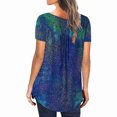 thumbnail image 4 of ICHUANYI Clearance Women's Summer Printed TopRound Neck Button Pleated Short Sleeve Tops(Sky Blue, M) ICHUANYI WER2023081504770, 4 of 6