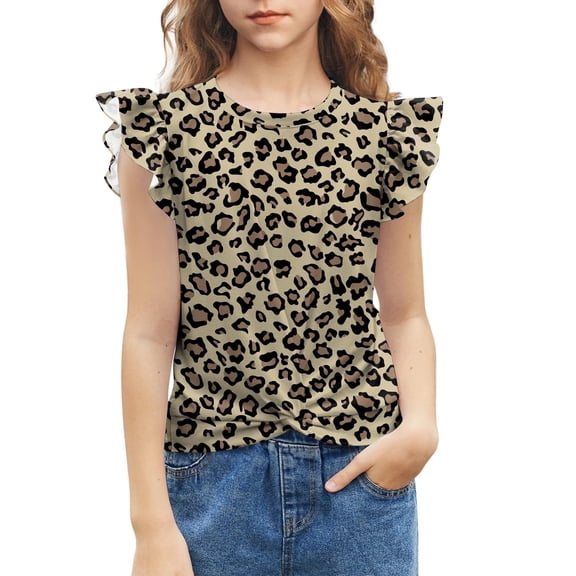 Arshiner Girls Shirt Short Sleeve Twist Front Tunic T-Shirt for Girls with Cute Flying Sleeves