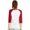 thumbnail image 4 of DailyWear Womens Casual 3/4 Sleeve Plain Baseball Cotton T Shirts RED/WH, Medium, 4 of 4