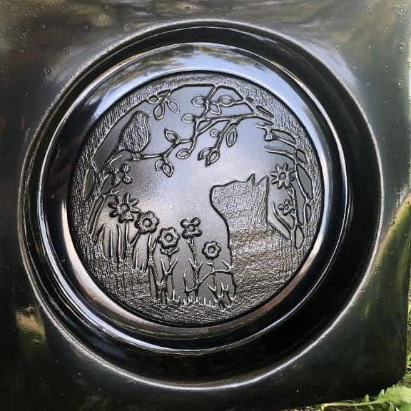 Cat & in the Flower Garden Stepping Stone Plastic Mold For Concrete or Cement