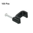 thumbnail image 3 of Unique Bargains 100 Packs 0.38 Inch Cable Clips, Ethernet Cable Clamps with Steel Nails, Black, 3 of 6