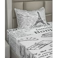 thumbnail image 2 of Ambesonne Black White Fitted & Top Sheet Set with Sham, Bonjour Croissan Coffee, Black White, 2 of 4