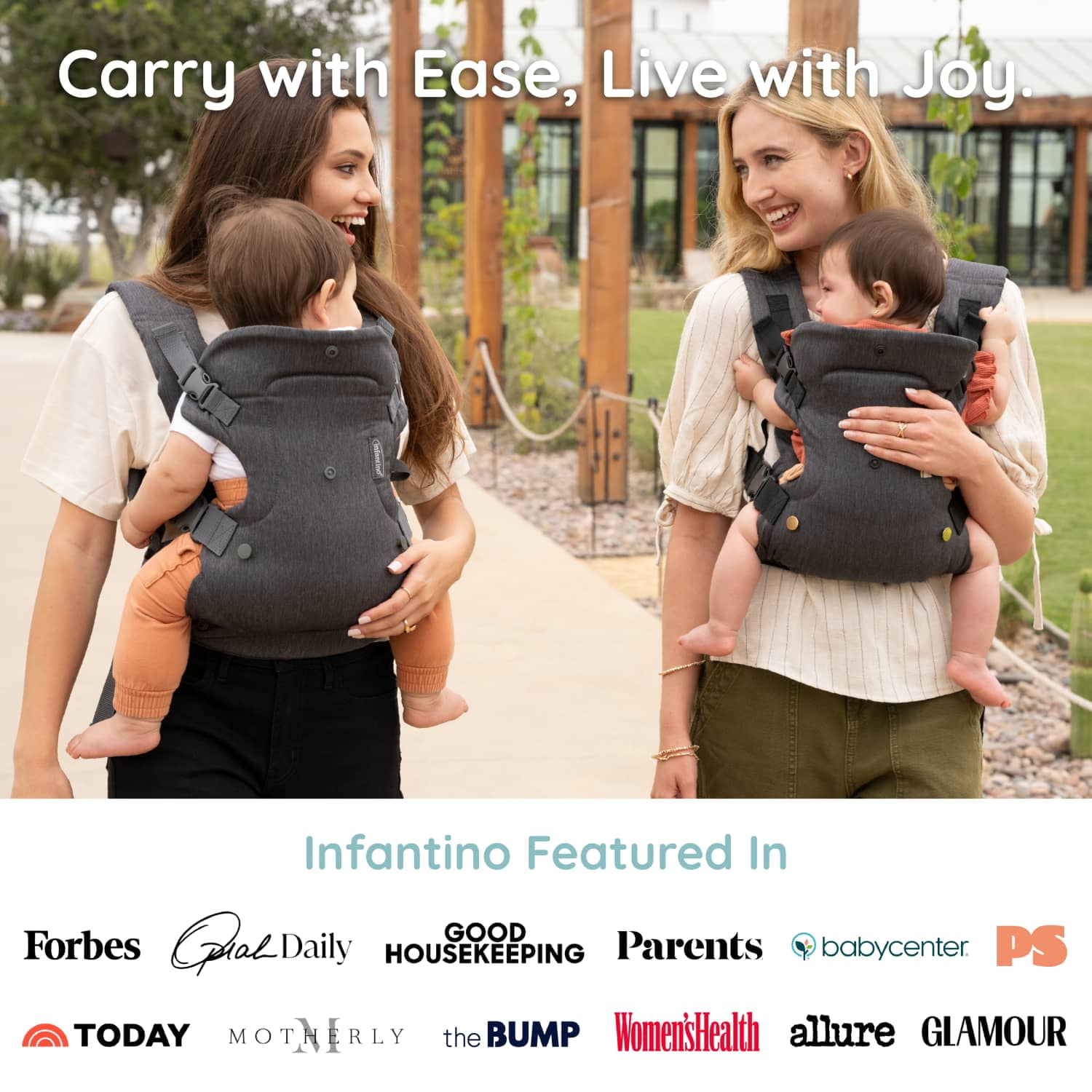 Infantino Flip Luxe 4-in-1 Convertible Baby Carrier, Ergonomic Infant to Toddler Carrier, Updated Lumbar Support, Premium Herringbone Fabric, 7-35 lbs, Unisex, Onyx