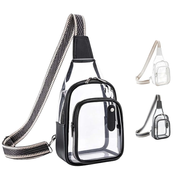 Cbzote Clear Transparent Sling Crossbody Bag, Sleek Modern See Through Chest Daypack with Adjustable Wide Strap, Lightweight Carry Pouch for Travel Concerts Outdoor Events and Everyday Casual Use