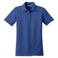 thumbnail image 5 of Womens Stain-Release Cotton/Polyester Polo T-Shirt Royal Medium, 5 of 6