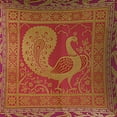 thumbnail image 4 of Stylo Culture Indian Christmas Brocade Magenta And Gold Throw Pillow Covers 16x16 Jacquard Weave Banarsi Sofa Accent Pillow Cases Dancing Peacock Floral 40x40 cm Decorative Cushion Covers (Set Of 5), 4 of 4