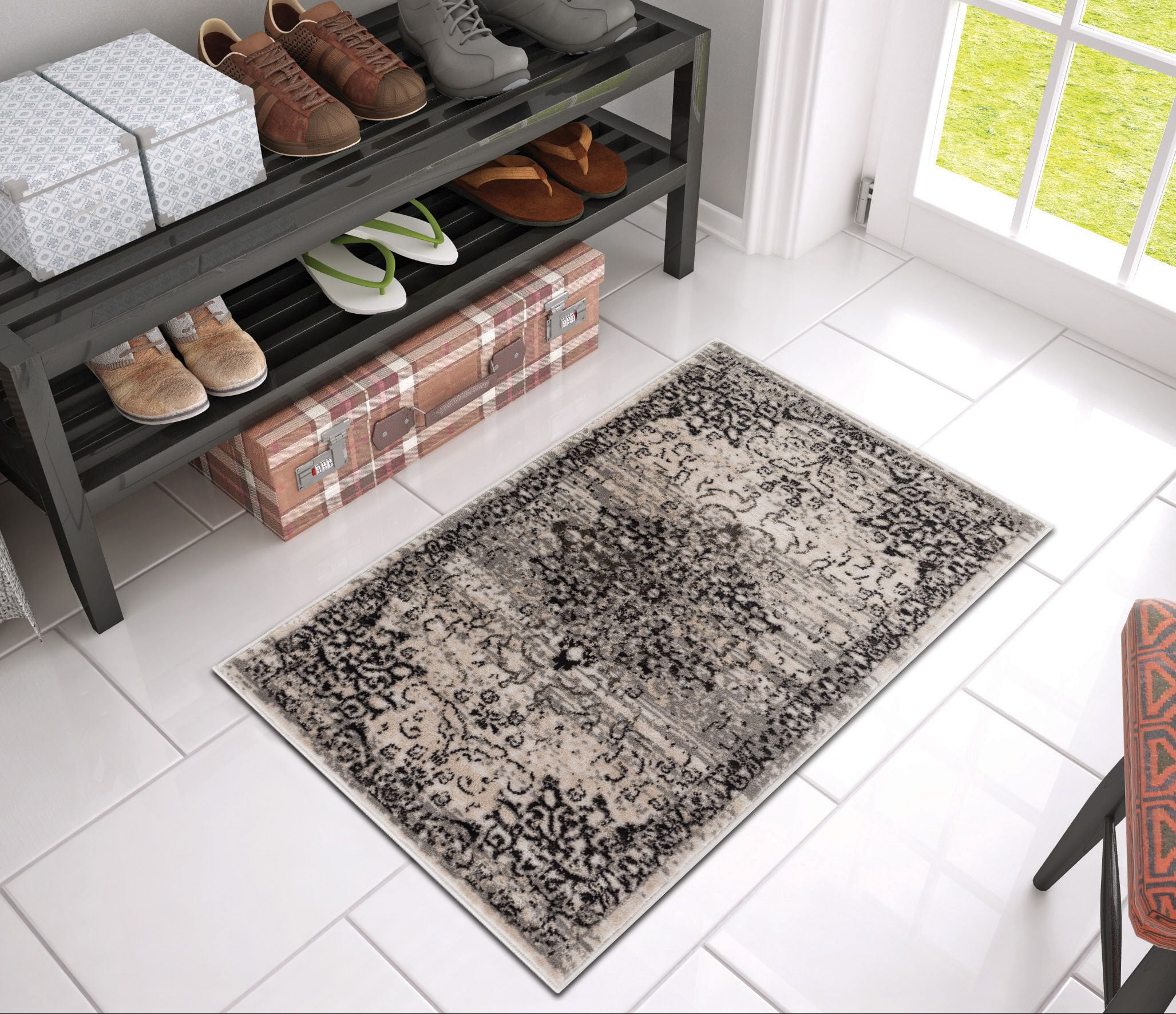 Well Woven Coverly Grey & Beige Vintage Medallion Traditional Persian