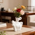 thumbnail image 5 of Plastic Statue Flower Vase,Modern Artistic Human Shape Decor Flower Vase,Small White Vase for Table,Shelf,Living Room,Office,Bedroom,6.3x3.74 Inch, 5 of 8