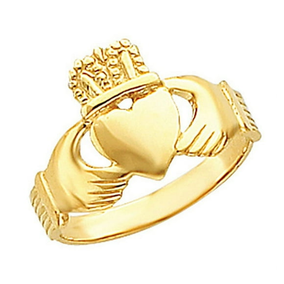 14K Yellow Gold Ladies Claddagh Celtic Ring