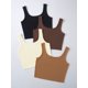 thumbnail image 2 of 4 piezas de cuello redondo sin mangas de punto acanalado para mujer Black Brown Coffee Apricot G Black Brown Coffee Apricot G Xishao ropa, 2 of 2
