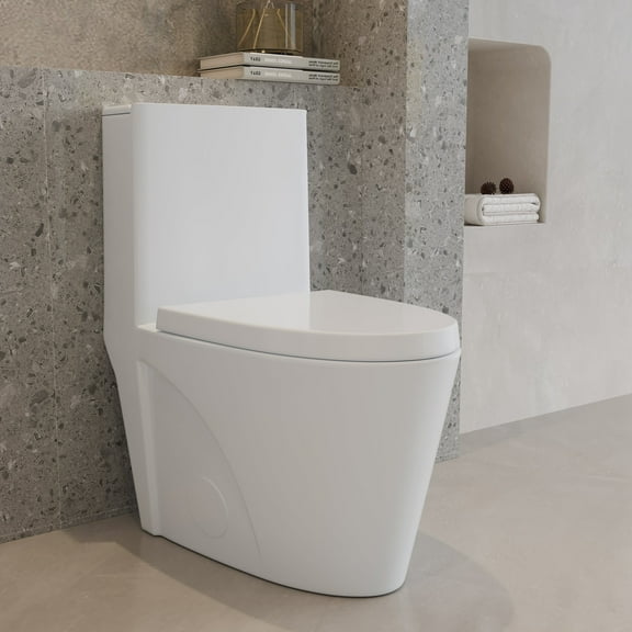 Abruzzo Gloss White 0.8/1.28 GPF Dual Flush Toilet One Piece