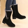 thumbnail image 4 of FRSASU Women's Mid-Calf Snow Boots Faux Fur Lining Non Slip Comfort Winter Snow Hiking Boots with Side Zipper Black, 4 of 7