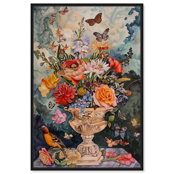 Art Remedy Floral Still Life Canvas, 10" x 15", Black Frame, Washed in Colors Floral