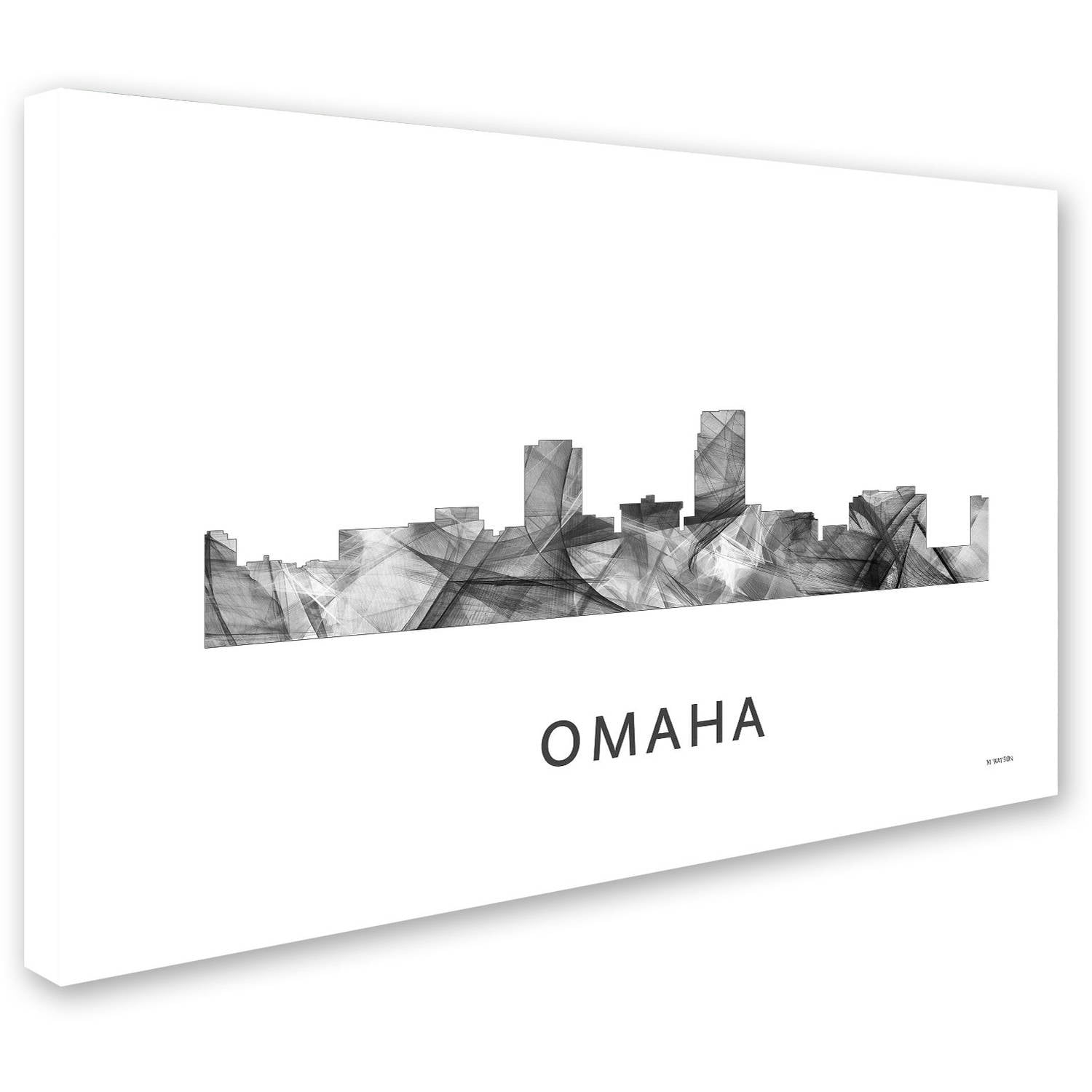 Trademark Fine Art 'Omaha Nebraska Skyline WB-BW' Canvas Art by Marlene Watson