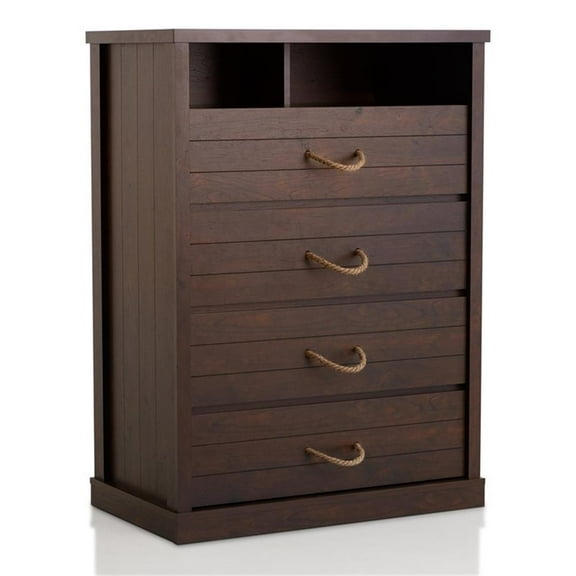 Furniture of America Kelsey Wood 4-Drawer Chest in Vintage Walnut