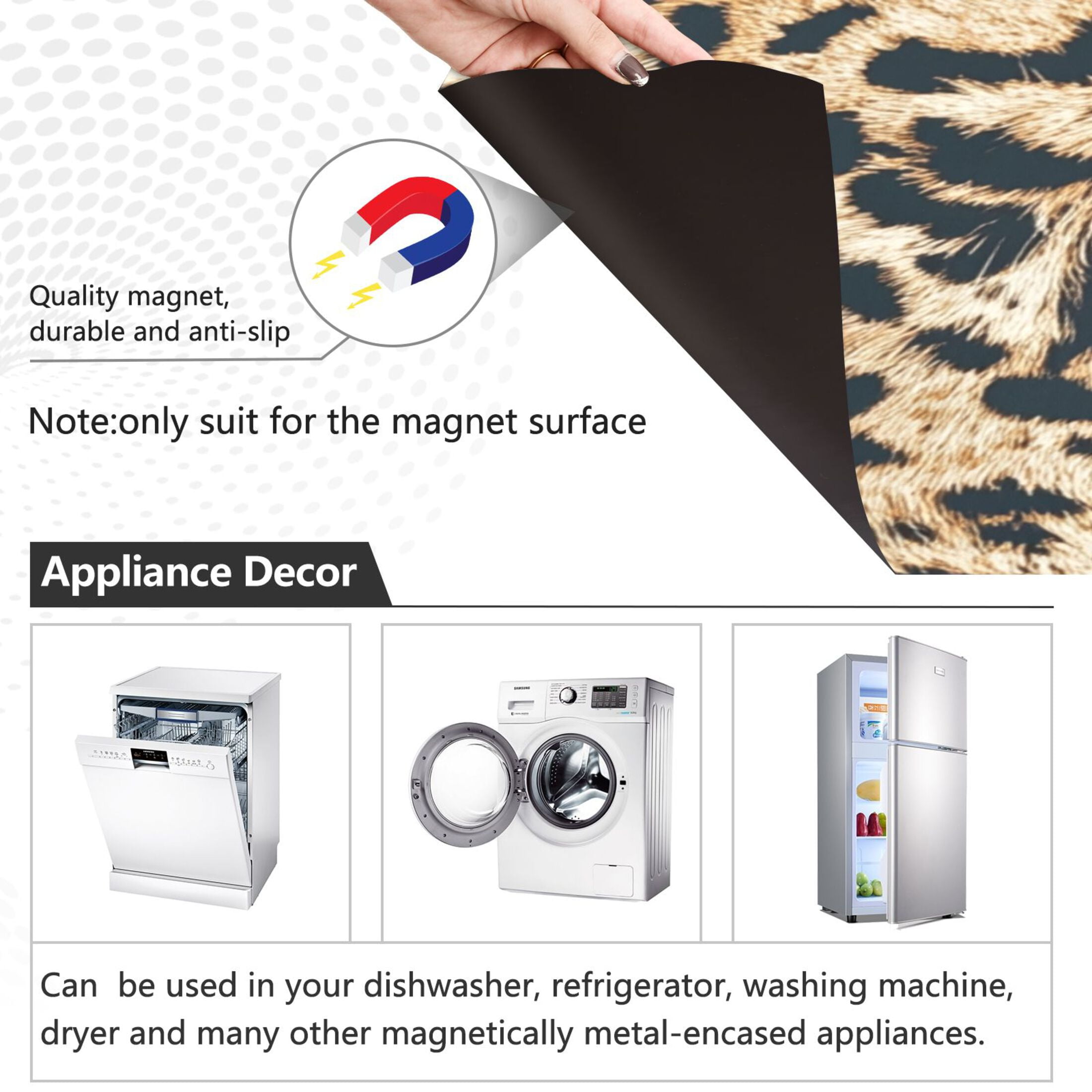 Dishwasher Magnetic Sticker 23x26 Inch Refrigerator Magnetic Sticker Washing Machine Magnetic Sticker Kitchen Panel Magnetic Sticker Home Decor Cartoon Leopard Face