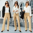 thumbnail image 3 of Womens Bootcut Dress Pants Business Casual Work Pants with Pockets High Waist Stretchy Trousers Pull On Office Slacks, 3 of 13