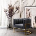 thumbnail image 2 of TOV Furniture Magnolia 16.5" Chaise d'Appoint en Velours Transitionnel Gris/or, 2 of 7