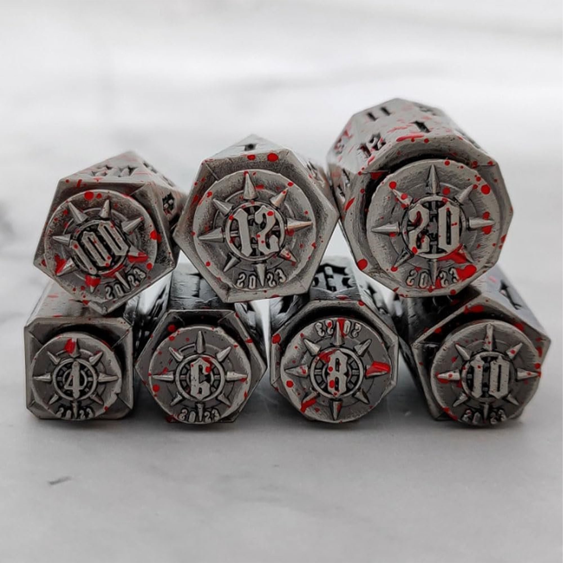 7-in-2 Random King Metal DND Dice Spinner, Silver,Adult