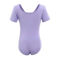 thumbnail image 3 of IBTOM CASTLE Toddler Girls Gymnastics Ballet Dance Leotards Short Sleeve Athletic Unitards Bodysuit Ballerina Dancewear 6-7 Years Purple, 3 of 6