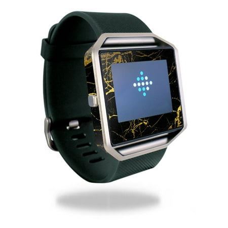 Skin Decal Wrap Compatible With Fitbit Blaze Sticker Design Black Gold Marble