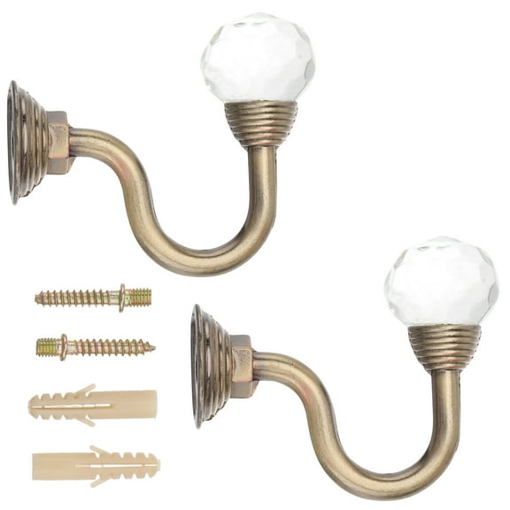 2 Pcs Curtain Rod Hook Hanger Holder Wall Mount Door Window Curtains Green