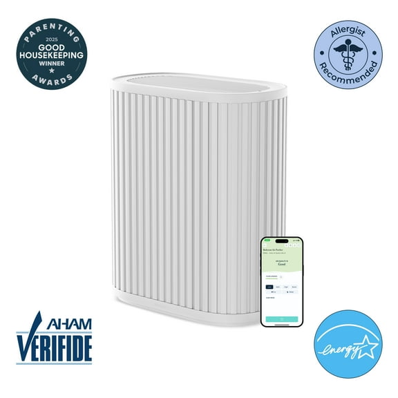 Windmill Air Purifier for Home - 3-In-1 Filtration for Smoke & More - True HEPA Filter, Activated Carbon, & Pre-Filter - Covers Up To 1950 Sq ft - Ultra-Quiet - App Compatible - White