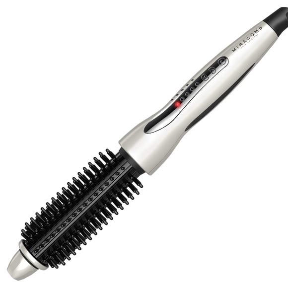 MIRACOMB Brosse Lissante pour Fer à Friser - Fer à Friser Plat en Tourmaline Céramique - Brosse Ronde à Toucher Froid PRO Multi Styler avec 5 Réglages de Chaleur, Baril de 1 Pouce, Blanc (Amélioré)