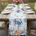 thumbnail image 4 of CrabCoastal Table Runner 72 Inches, Summer Beach Coral Starfish Blue Ombre Bed Runner Dresser Scarves Tabletop for Indoor Outdoor Parties/Ceremony/Banquet, 14" x 72", 4 of 9