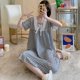 thumbnail image 1 of Pijamas con estampado naranja para mujer, camisón de encaje de estilo coreano, vestido de noche de verano, ropa de dormir de manga corta con lazo, ropa de casa, 1 of 4