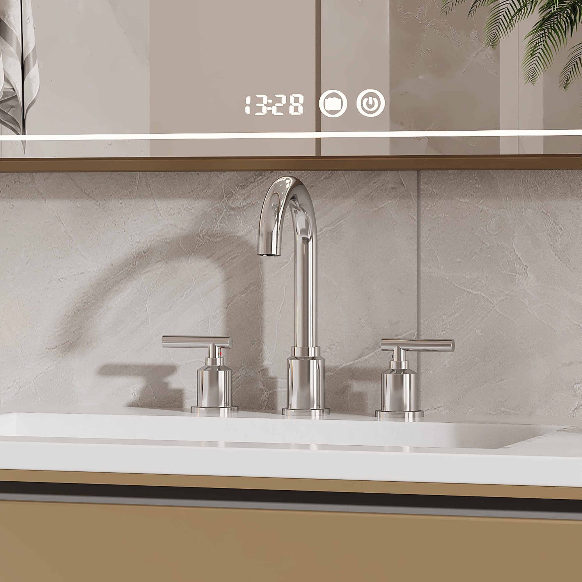 Widespread Bathroom Sink Faucet 8" - Brushed Nickel for 3-Hole Installation, silver