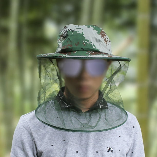 Unisex Camouflage Fishing Net Mesh Caps Head Face Protector Midge