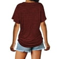thumbnail image 4 of TXGREN t shirts for women Short Sleeves V Neck Plain Color Soft Loose Fitting Summer T Shirts Women women's t-shirts Wine+L, 4 of 6